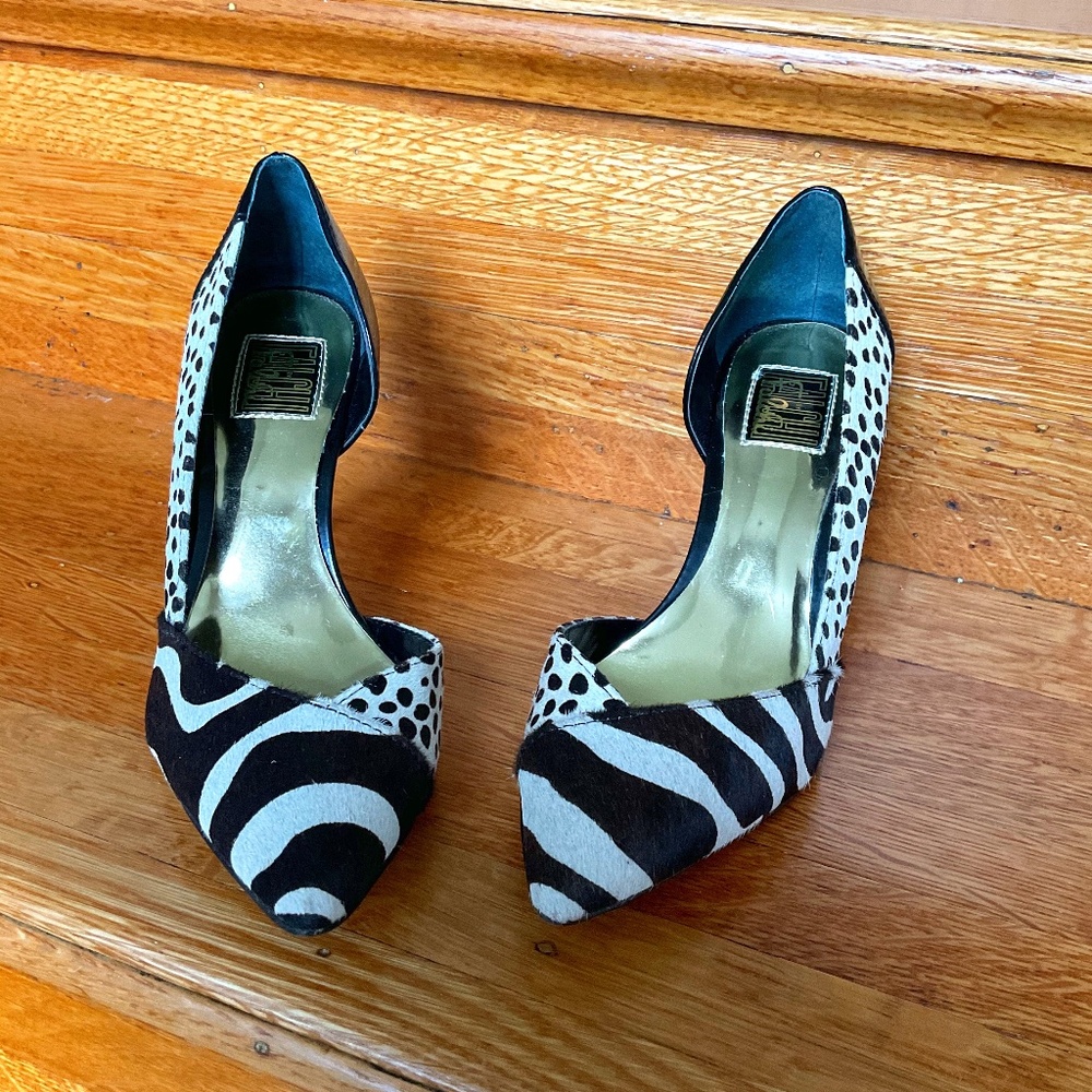 Carlos FalChi “Lucinda” animal print heels